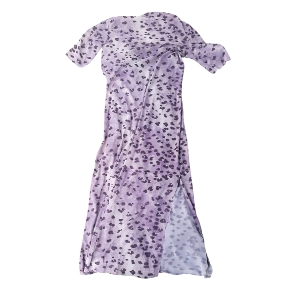 & other stories lavender and Grey gray mesh leopard print maxi dress high neck s - Picture 2 of 8